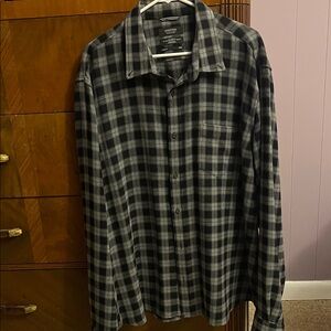 Nordstrom Gray and Black Plaid Button-Down Shirt